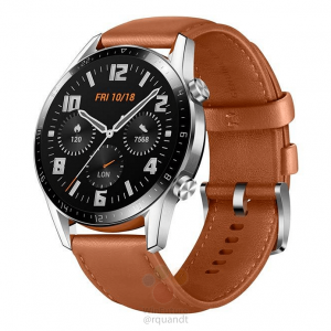 Huawei watch GT2 silver with brown leather strap